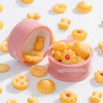 1 комплект, миниатюрная банка для печенья, мини-модель печенья с маслом, фигурка из смолы, крошечная имитация еды, игрушка, сделай сам, реквизит для фотосессии, 1/12, аксессуары для украшения кукольного домика 1 Set