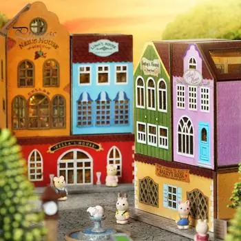 1 комплект миниатюрного кукольного домика со светодиодной подсветкой, теплая атмосфера, магнитная дверь, реалистичная сцена, легко собрать, улучшить практические навыки, DIY Rabbit Town Casa 4