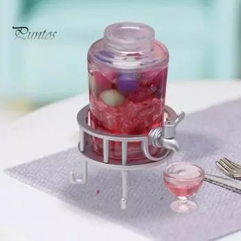 1 комплект миниатюрного кукольного домика, ведро для напитков с чашкой, реалистичная модель напитка, игрушка для украшения кукольного дома Grape