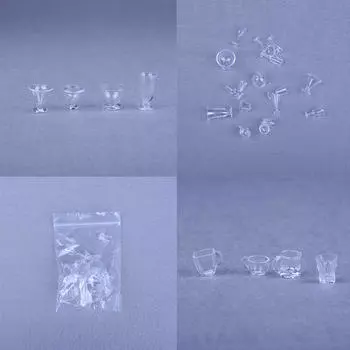 1 комплект миниатюрных чашек для мороженого для кукольного домика, набор игрушек для кухни, столовой, прозрачный