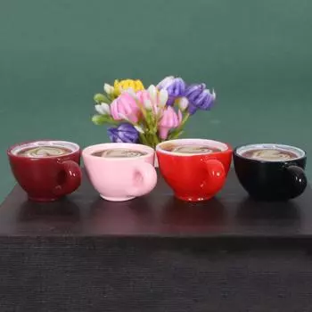 1 комплект миниатюрных кофейных чашек для кукольного домика с блюдцем, ложкой, кухонными столовыми приборами для кукольных аксессуаров, игрушек розовый