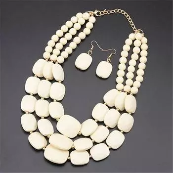 1 комплект, многослойное ожерелье с бисером и нагрудником, женские массивные серьги, простые красочные украшения в стиле бохо, подарок 42cm красный