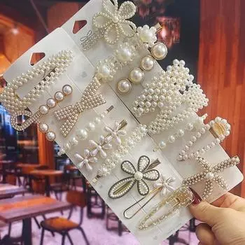 1 комплект, модные заколки для волос с искусственным жемчугом, заколки для женщин, заколки с геометрическим цветком, головные уборы, милые заколки для девочек, аксессуары для волос