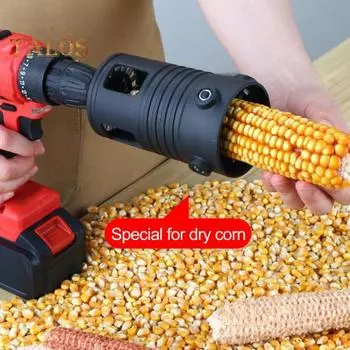 1 комплект молотилки для очистки кукурузы с электрической дрелью, экономия труда, высокоэффективное ручное управление, прочный, с перчатками, для удаления кукурузы чёрный