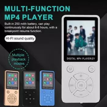 1 комплект MP4-плеера, портативного Bluetooth-совместимого музыкального плеера с несколькими режимами воспроизведения для FM-видеоигр A белый