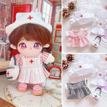 1 комплект мягкий белый фартук нарядная игрушка мода 20 см хлопковая мягкая кукла медсестра костюм ролевая игра платье S розовый