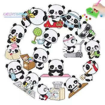 1 комплект мультфильм панда 5D алмазная живопись наклейки DIY ремесла дети панда упражнения искусство стикер домашний орнамент Sets