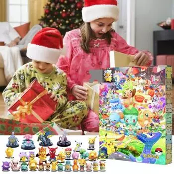 1 комплект, мультяшная аниме, слепая коробка, рождественский календарь на 24 дня Адвента, милая желтая крыса, утка, аниме-фигурка, модель, коллекция игрушек, рождественский обратный отсчет