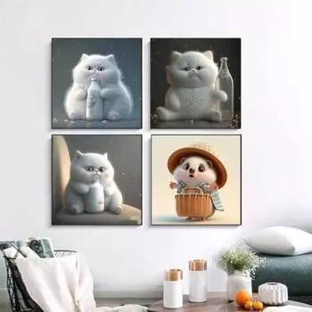 1 комплект, мультяшная картина со стразами и животными, инструменты для сверления на холсте, красочные стразы, 5D, полная дрель, сделай сам A