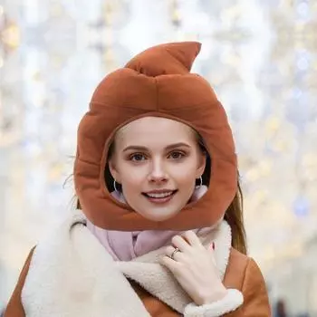 1 комплект, мультяшная шапка с изображением какашек, с ожерельем, солнцезащитные очки, зимняя теплая необычная кепка для повседневной носки, подарочный розыгрыш, реквизит для фотобудки A