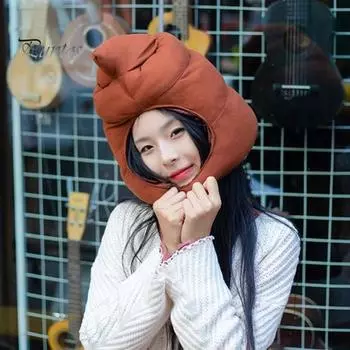 1 комплект, мультяшная шапка с изображением какашек, с ожерельем, солнцезащитные очки, зимняя теплая необычная кепка для повседневной носки, подарочный розыгрыш, реквизит для фотобудки A