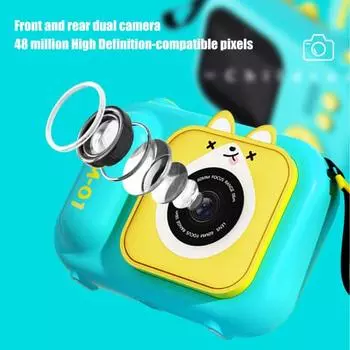 1 комплект мультяшной камеры со встроенными шаблонами фотографий, регулируемая громкость записи, полезные детские цифровые видеокамеры, подарок на день рождения синий