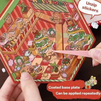 1 комплект мультяшных рождественских 3D-наклеек, милые наклейки для декора ландшафтных сцен своими руками, наклейки для декора своими руками, наклейки для укладки и наклеивания A1