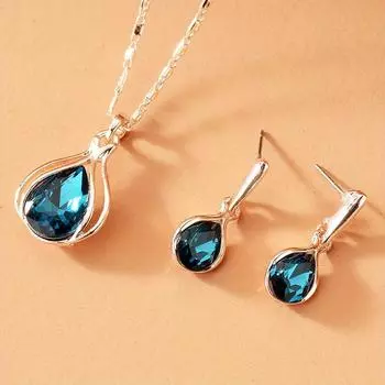 1 комплект мужского ожерелья с подвеской в форме капли воды и комплект серег-капель