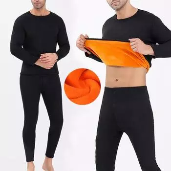 1 комплект мужского зимнего термобелья, утепленный, облегающий, удобный, прочный тканевый топ, брючный костюм XL синий