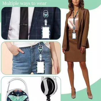 1 комплект, набор держателей для бейджей с выдвижным зажимом для катушки, защита для идентификационных карт с принтом для медсестры, работника, учителя, студента