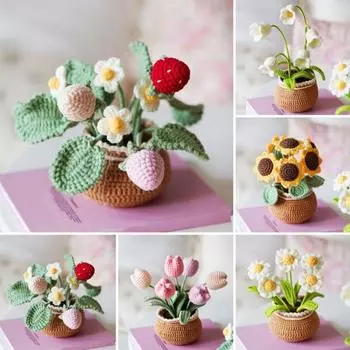 1 комплект, набор для вязания крючком, набор для вязания крючком, пряжа для вязания, украшения для растений в горшках, для детей и взрослых, для начинающих, товары для рукоделия A