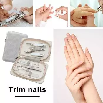 1 комплект, набор кусачек для ногтей, мини-размер, острая пилочка для ногтей из нержавеющей стали, ложка ушной серы, гладкая обрезка ногтей, ножницы для ногтей, набор резцов для ухода за ногтями серый