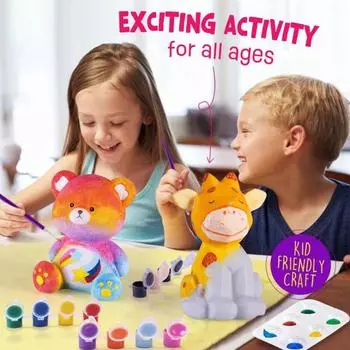 1 комплект, набор ламп Paint Your Own Bear с 12 цветами, пигментами, палитрой, кистью, фартуком, для детей, сделай сам, цветная картина, животное, ночник, обучающая игрушка, ремесла A