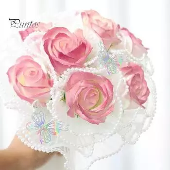1 комплект, набор оберточная бумага для цветов, белая кружевная лента из искусственного жемчуга, 3D букет с бабочками, упаковочный комплект, товары для флористов Sets