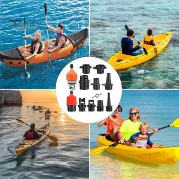 1 комплект надувного насоса SUP, адаптер для насоса для доски с веслом, адаптер воздушного клапана SUP с 9 стандартными обычными насадками для воздушного насоса для надувных изделий Sets