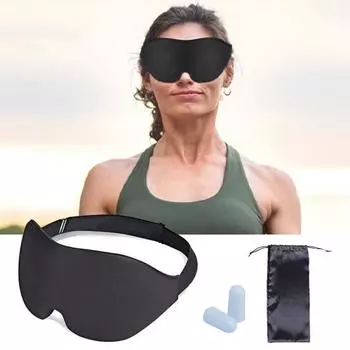 1 комплект накладок на глаза для сна с регулируемыми ремнями, 3D контурный чехол для сна, козырек для домашних путешествий чёрный