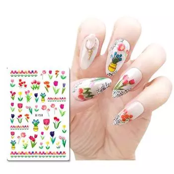 1 комплект наклеек для ногтей изысканный узор водостойкая смола тюльпан принт наклейки для ногтей DIY нейл-арт гаджет принадлежности для ногтей