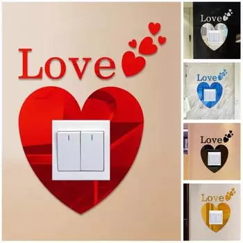 1 комплект наклеек на розетку, привлекающая внимание креативная форма, акриловая декоративная крышка выключателя, зеркало красный