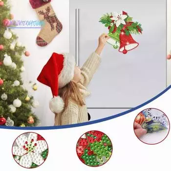 1 комплект, наклейка с алмазной росписью, сделай сам, узор в виде колокольчика, набор наклеек со стразами для рождественского украшения стены, окна Sets