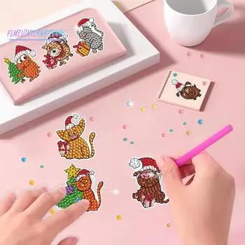 1 комплект, наклейка с алмазной живописью, набор рождественских наклеек «сделай сам», устойчивая к выцветанию наклейка со стразами для детей и взрослых Christmas