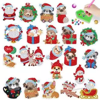 1 комплект, наклейка с алмазной живописью, сделай сам, мультяшный узор, рождественский набор наклеек со стразами для праздничного украшения