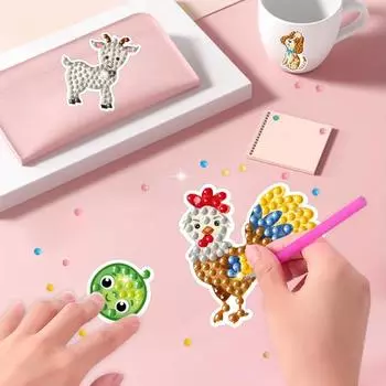 1 комплект, наклейка с алмазной живописью, сделай сам, мультяшный животный узор, наклейка со стразами, набор для рукоделия для детей и взрослых