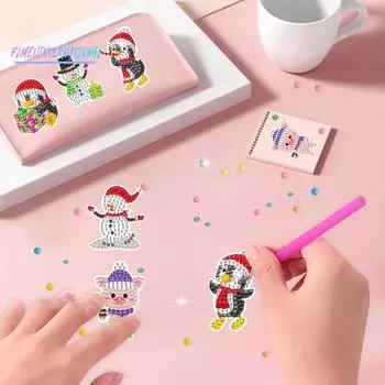 1 комплект, наклейка с алмазной живописью, креативная Рождественская елка, снеговик, узор, набор наклеек со стразами для дома 1 Set