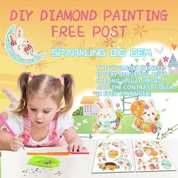 1 комплект наклейки с алмазной живописью DIY Алмазная картина с изображением кролика наклейка ремесленный комплект