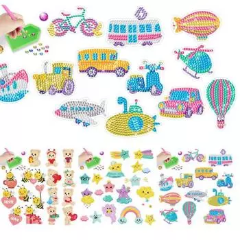 1 комплект, наклейки со стразами, сверкающие мультяшные узоры, самоклеящиеся наклейки со стразами, ремесло для детей B