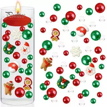 1 комплект, наполнитель для рождественской вазы, цветные прозрачные бусины, снеговик, чулок Санта-Клауса, плавающая начинка для свечей, украшения, товары для вечеринок
