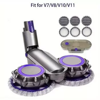 1 комплект насадок для электрической швабры, совместимых с пылесосом Dyson V7 V8 V11 V10 V15, с резервуаром для воды и 6 швабрами