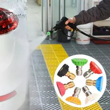 1 комплект насадок для мойки высокого давления с держателем насадки Насадка для мойки высокого давления Быстросменная насадка для мойки высокого давления 1/4 дюйма Быстроразъемное соединение 4000 фунтов на квадратный дюйм Над распылительной насадкой Моечн