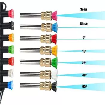 1 комплект насадок для мойки высокого давления с держателем насадки Насадка для мойки высокого давления Быстросменная насадка для мойки высокого давления 1/4 дюйма Быстроразъемное соединение 4000 фунтов на квадратный дюйм Над распылительной насадкой Моечн