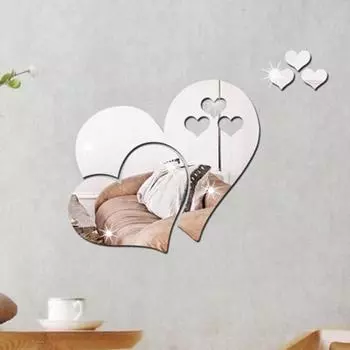 1 комплект настенных наклеек, клейкий съемный сплошной цвет в форме сердца красный