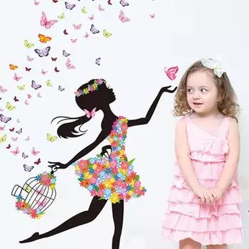 1 комплект настенных наклеек с рисунком девушки, водонепроницаемые ПВХ, высокая прочность, фоновая наклейка