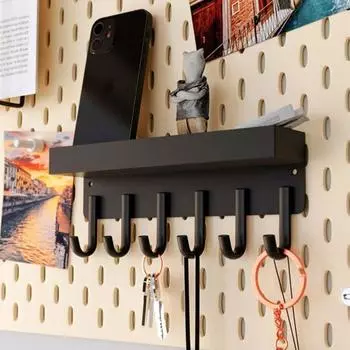 1 комплект, настенный держатель для ключей с 6 крючками, вешалка для шарфа, сумка для прихожей, стеллаж для хранения товаров для дома чёрный