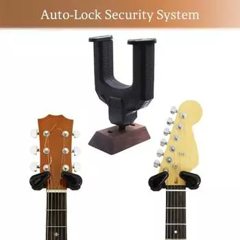 1 комплект настенный крючок для гитары с автоматической фиксацией вешалка для гитары большая несущая способность противоскользящая классическая гитара настенное крепление электроакустическая гитара органайзер бас чёрный