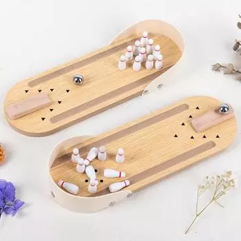 1 комплект настольных мини-игр для боулинга, новинка и интересный мини-настольный деревянный боулинг, игра на колесах, интерактивная игра для родителей и детей, спорт в помещении, отдых A