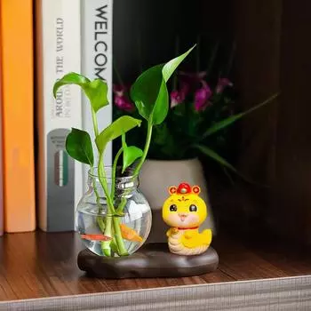 1 комплект настольных террариумов для выращивания гидропонных растений, водная ваза с керамической основой, ваза для гидропоники в форме змеи, стеклянная ваза 2 стиля