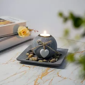 1 комплект настольных украшений, праздничное украшение, деревянный подсвечник, романтические подсвечники, поднос со случайными камнями 1set