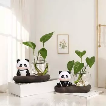 1 комплект настольный террариум для растений, цветочная бутылка, ваза для водных растений в виде панды без растений, милый цветочный горшок в виде панды, 4 стиля