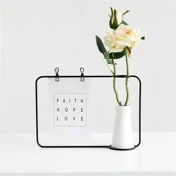 1 комплект: натуральный многофункциональный многоразовый шикарный подвесной каркас с вазой для рабочего стола золотистый