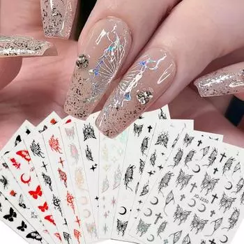 1 комплект нейл-арта украшения цветные модные большое количество 3D бабочки нейл-арт слайдер наклейки для ногтей E