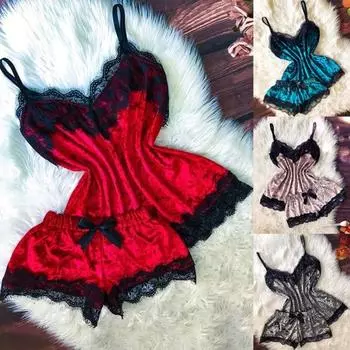 1 комплект нижнего белья, удобные сексуальные изысканные женские пижамы L красный